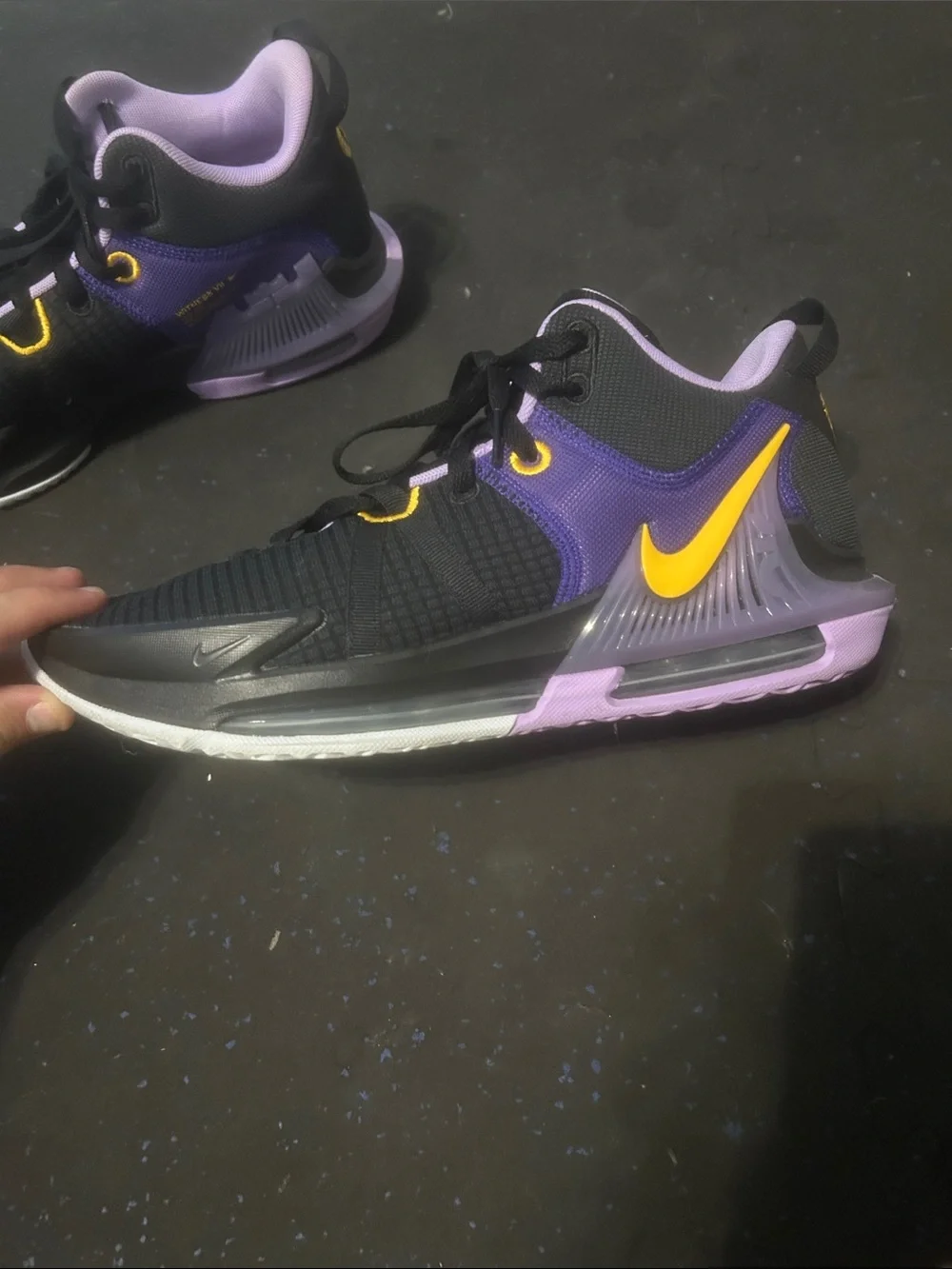 Nike LeBron King shoes purple,black,and yellow